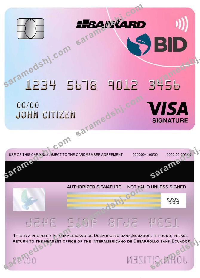Ecuador Interamericano de Desarrollo (BID) bank visa signature card